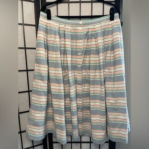 Brooks Brothers Pastel Striped A-Line Linen Skirt